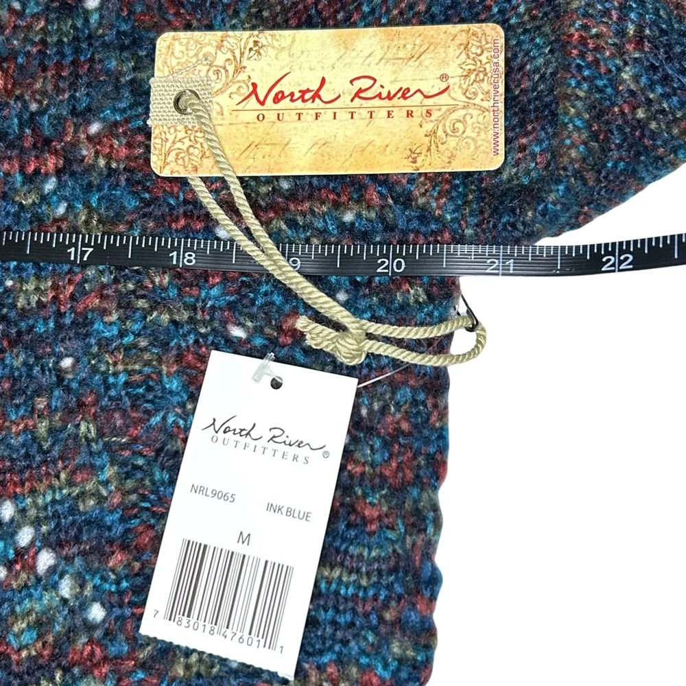 NWT North River Outfitters Cottagecore Cowl Neck Boho Crochet Sweater - M - Blue